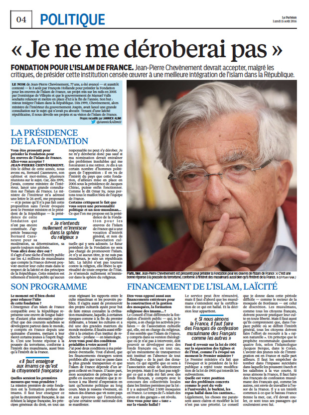 Fondation pour l'Islam de France: "Je ne me déroberai pas" Fondation pour l'Islam de France: "Je ne me déroberai pas"