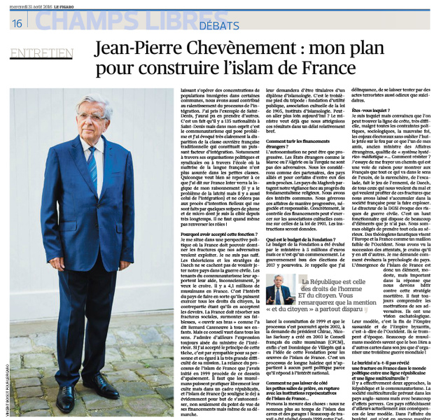 Jean-Pierre Chevènement: mon plan pour construire l'islam de France Jean-Pierre Chevènement: mon plan pour construire l'islam de France