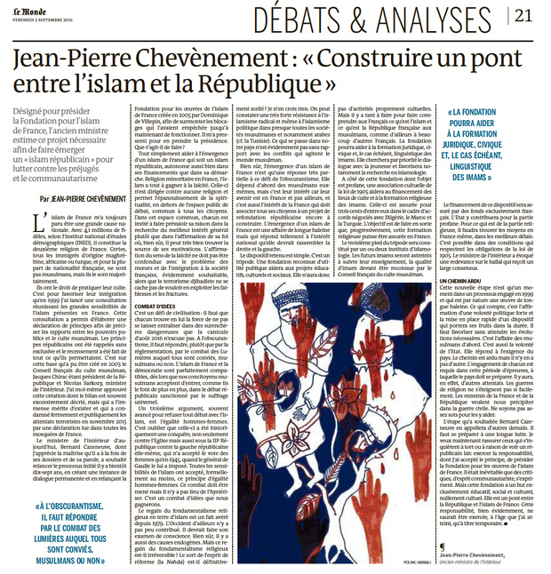 Construire un pont entre l'islam et la République Construire un pont entre l'islam et la République