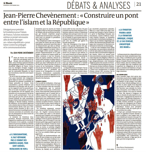 Construire un pont entre l'islam et la République Construire un pont entre l'islam et la République
