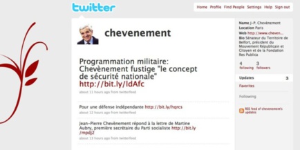 Capture d'écran du compte Twitter de Jean-Pierre Chevènement