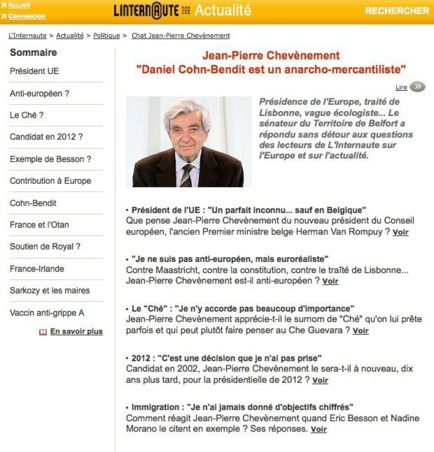 Retrouvez les réponses de Jean-Pierre Chevènement au chat de l'Internaute
