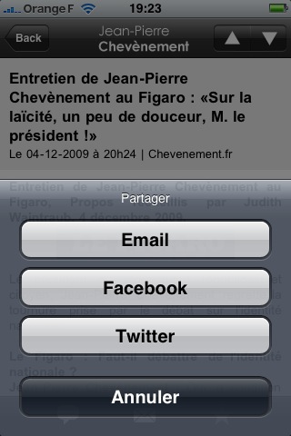 Téléchargez l'application iPhone de Jean-Pierre Chevènement