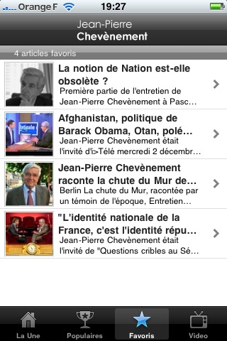 Téléchargez l'application iPhone de Jean-Pierre Chevènement