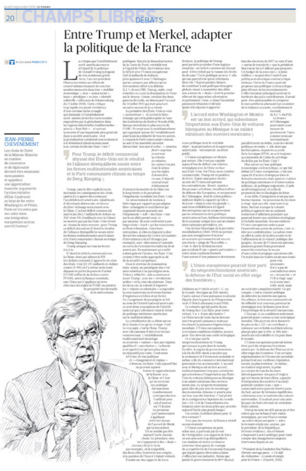 Entre Trump et Merkel, adapter la politique de la France Entre Trump et Merkel, adapter la politique de la France
