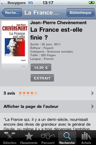 Mettez à jour l'application iPhone de Jean-Pierre Chevènement et lisez un extrait de 