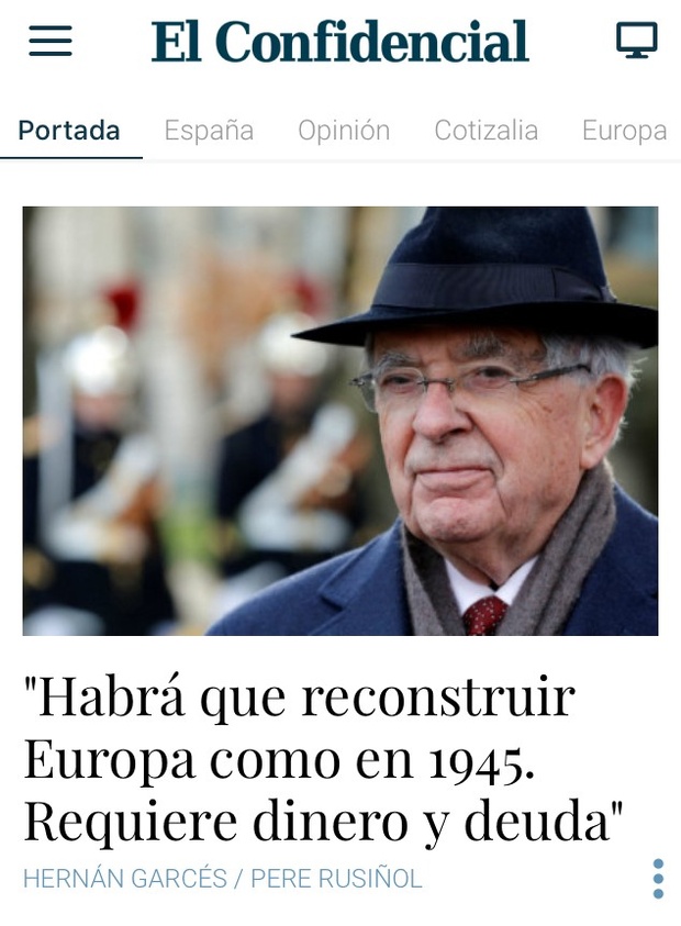Entretien à El Confidencial : "Il faut mettre sur pied des mécanismes de solidarité financière qui donnent à l'Europe un contenu politique." Entretien à El Confidencial : "Il faut mettre sur pied des mécanismes de solidarité financière qui donnent à l'Europe un contenu politique."