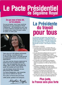 Le Pacte présidentiel de Ségolène Royal en tract de 4 pages