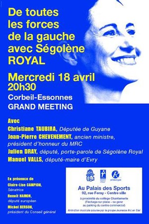 Jean-Pierre Chevènement en meeting à Corbeil-Essonnes mercredi 18 avril à 20h30