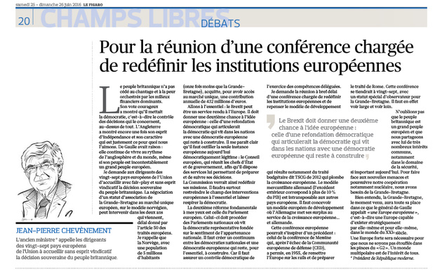 Pour la réunion d’une conférence chargée de redéfinir les institutions européennes Pour la réunion d’une conférence chargée de redéfinir les institutions européennes