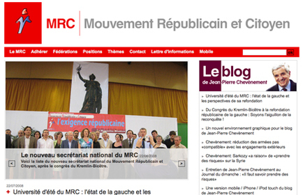Capture d'écran de la page d'accueil du site du MRC