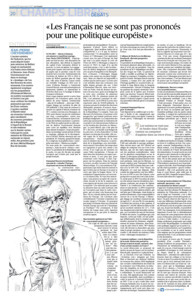 Alstom, Europe, Blanquer... mon entretien au Figaro Alstom, Europe, Blanquer... mon entretien au Figaro