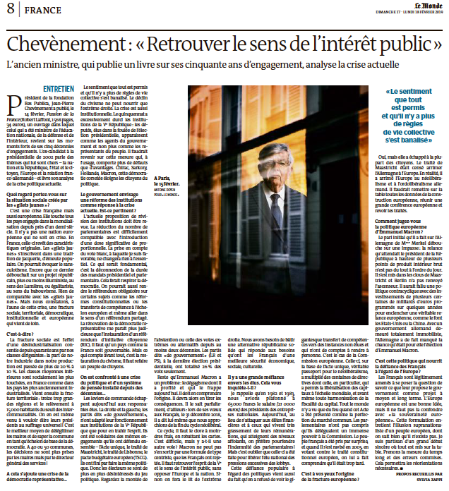"Il faut retrouver l’esprit de la Ve République, le sens de l’intérêt public"