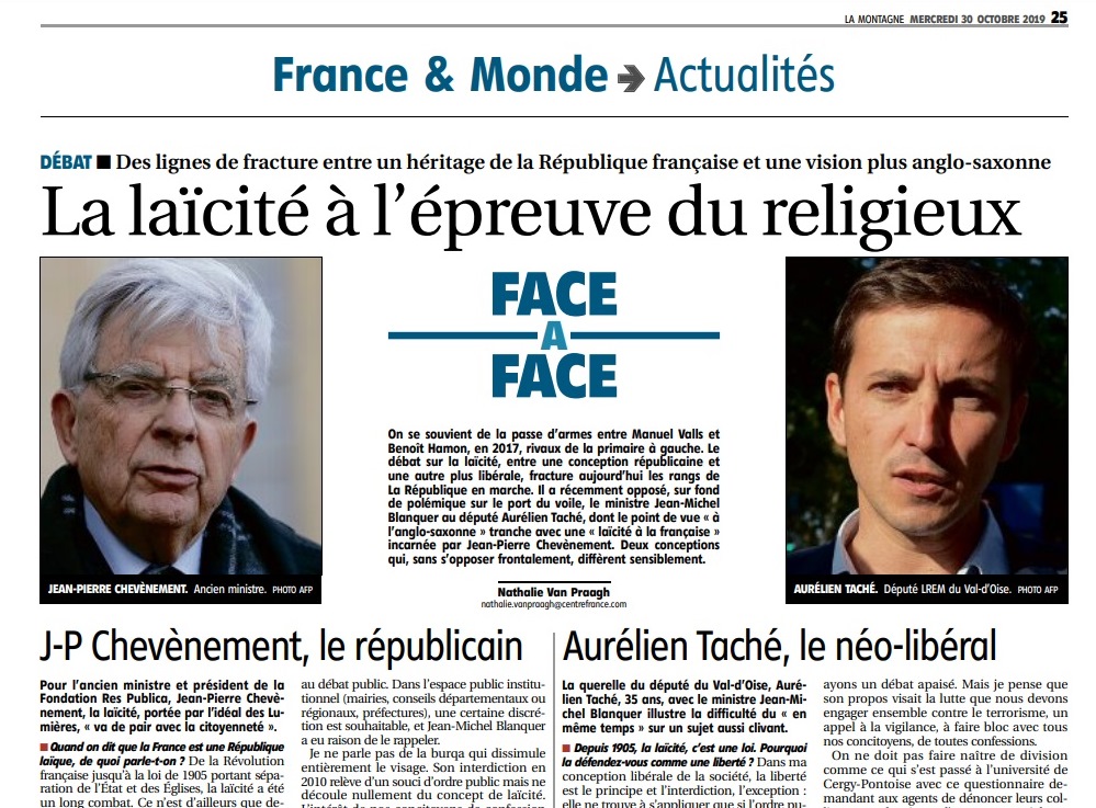 Entretien à La Montagne : "La laïcité va de pair avec la citoyenneté" Entretien à La Montagne : "La laïcité va de pair avec la citoyenneté"
