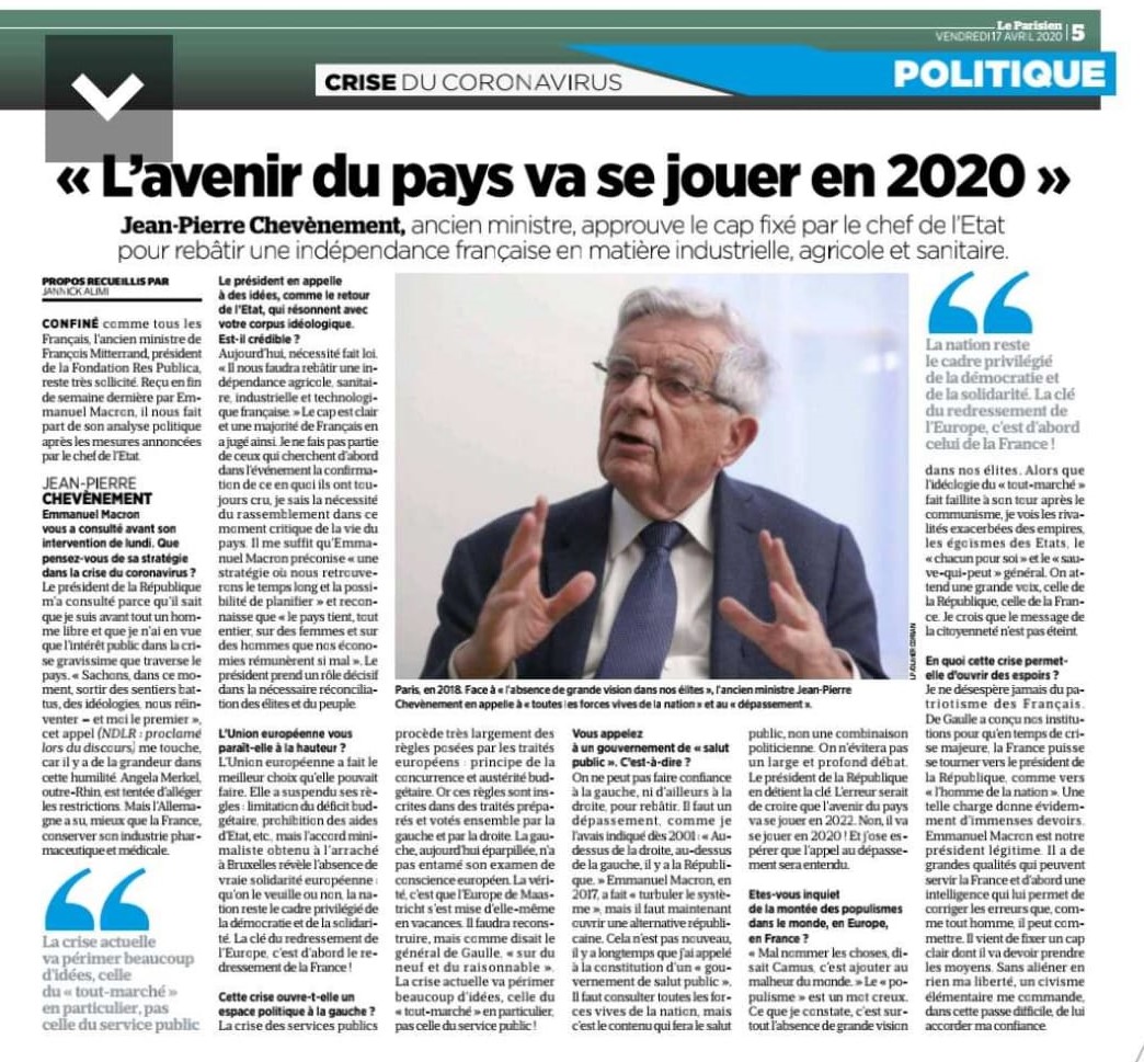 Entretien au Parisien : "L'avenir du pays va se jouer en 2020"