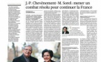 Chevènement - Sorel: mener un combat résolu pour continuer la France